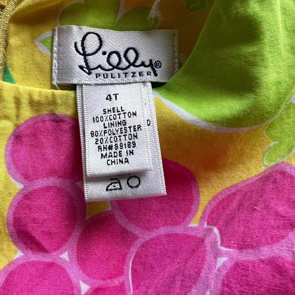 Lilly Pulitzer Sleeveless Dress with Fruit Print Girls 4T Cotton Summer Dress - Picture 3 of 8